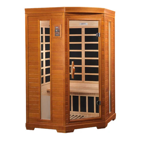 Golden Designs Dynamic Heming Elite 2-person Corner Ultra Low EMF Under 3MG FAR Infrared Sauna Canadian Hemlock - DYN-6225-02 Elite