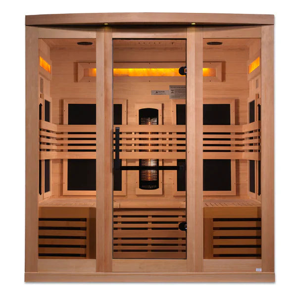 Golden Designs 6-Person Full Spectrum PureTech™ Near Zero EMF FAR Infrared Sauna with Himalayan Salt Bar Canadian Hemlock - GDI-8260-01