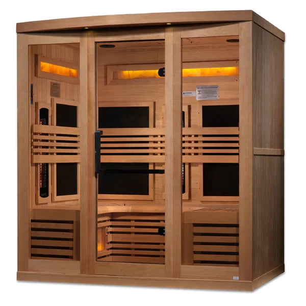 Golden Designs 6-Person Full Spectrum PureTech™ Near Zero EMF FAR Infrared Sauna with Himalayan Salt Bar Canadian Hemlock - GDI-8260-01