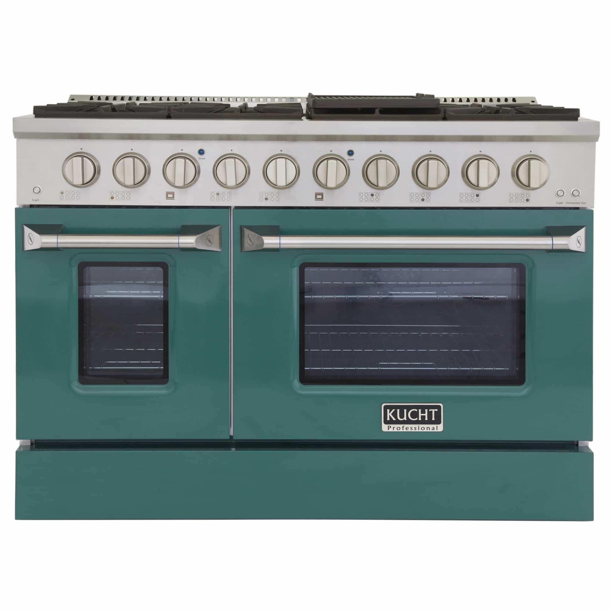 Kucht 48-Inch Pro-Style Dual Fuel Range in Stainless Steel with Green Oven Door KDF482-G