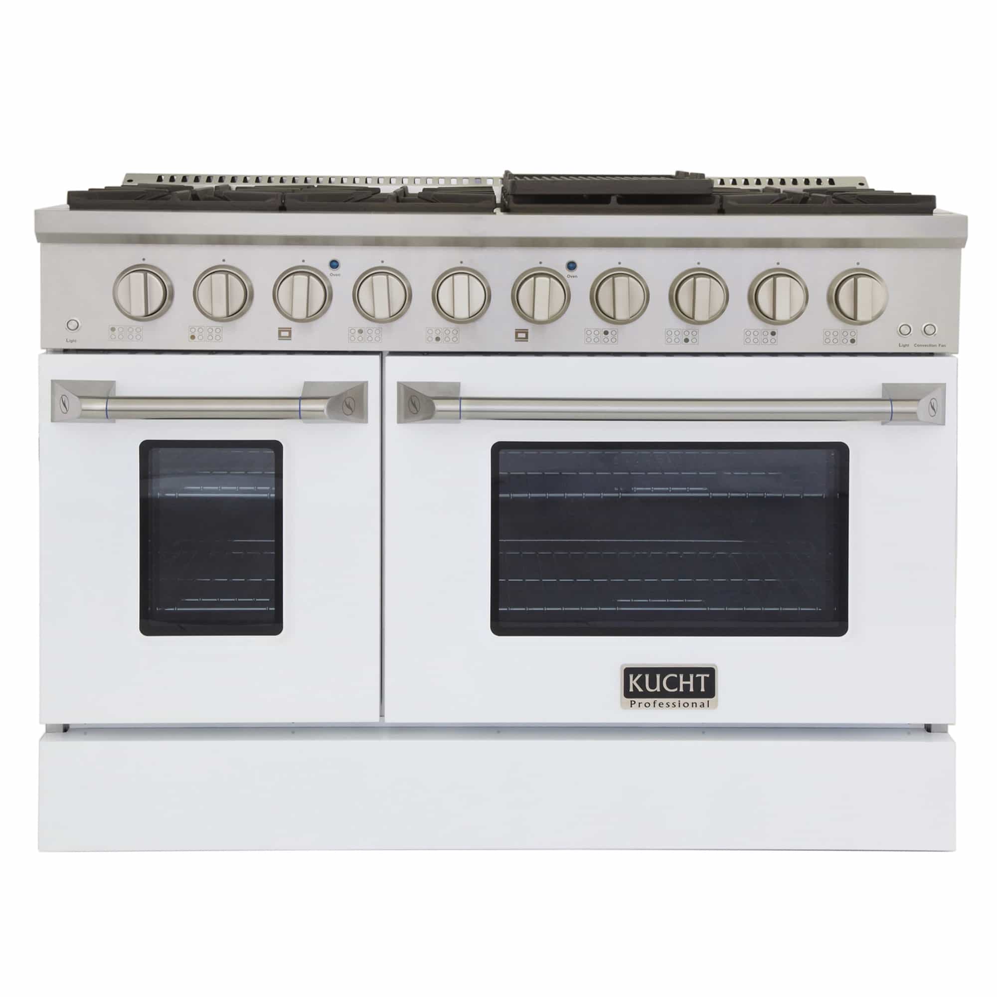 Kucht 48-Inch Pro-Style Dual Fuel Range in Stainless Steel with White Oven Door KDF482-W