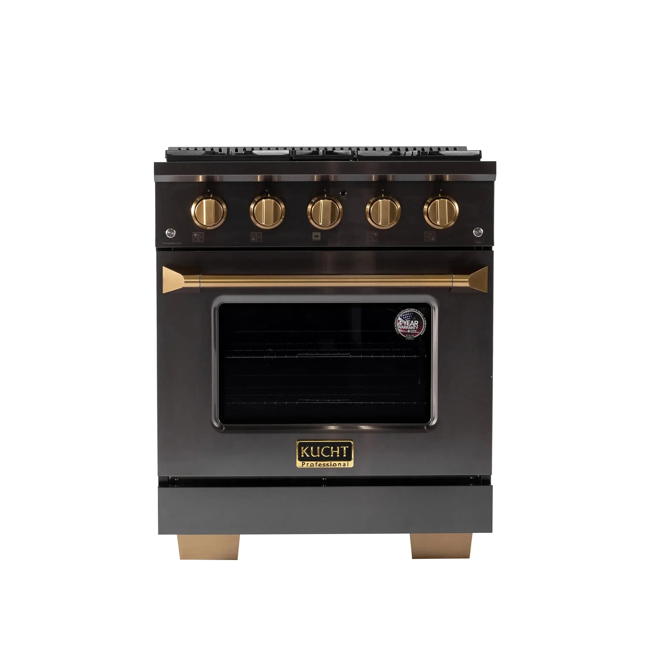 KUCHT Gemstone Professional 30-Inch 4.2 Cu. Ft. Dual Fuel Range for Natural Gas with Sealed Burners and Convection Oven in Titanium Stainless Steel KED304