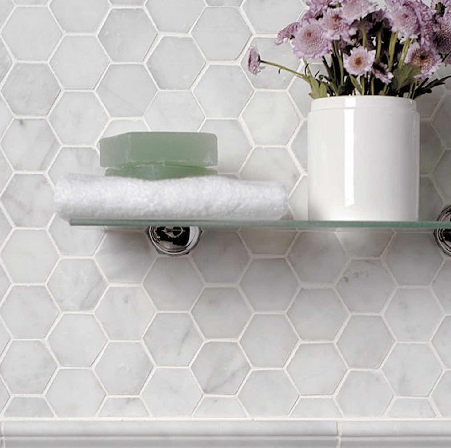 Design Element Hexagon 12 In. X 12 In. Marble Mosaic Wall Tile MTILE04