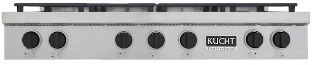 Kucht 48-Inch 6 Burner Gas Rangetop in Stainless Steel with Toxedo Black Knob KFX489T-K
