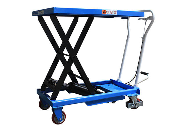 EOSLIFT Industrial Grade Manual Scissor Lift Table Cart 330 lbs Capacity, Table Size 17 7 in x 27 5 in with Swivel Rear Caster and Rigid Stationary Front Caster Wheels