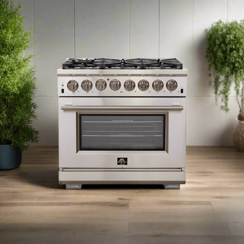 FORNO Fratta 36" Platinum Freestanding Dual Fuel Range - FFSGS6187-36