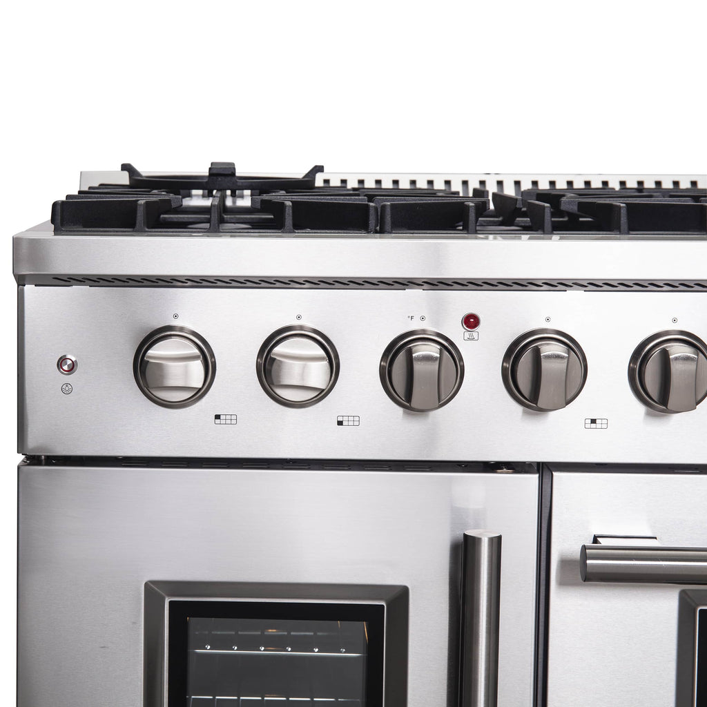 Forno 48-Inch Galiano Gas Range with 8 Gas Burners, 107,000 BTUs, & French Door Gas Oven in Stainless Steel FFSGS6444-48