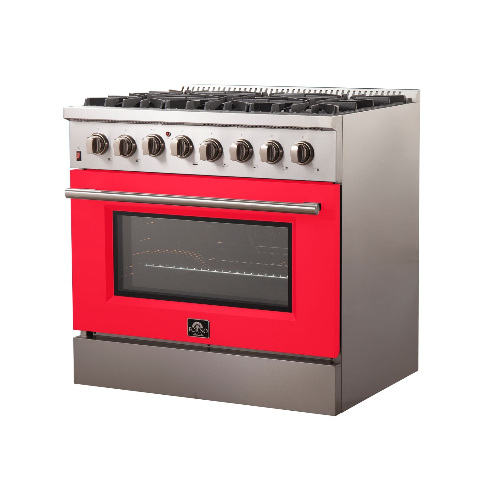 FORNO Galiano - Gold Professional 36" Freestanding Dual Fuel 240V Electric Colored Door Oven Range FFSGS6156-36WHT