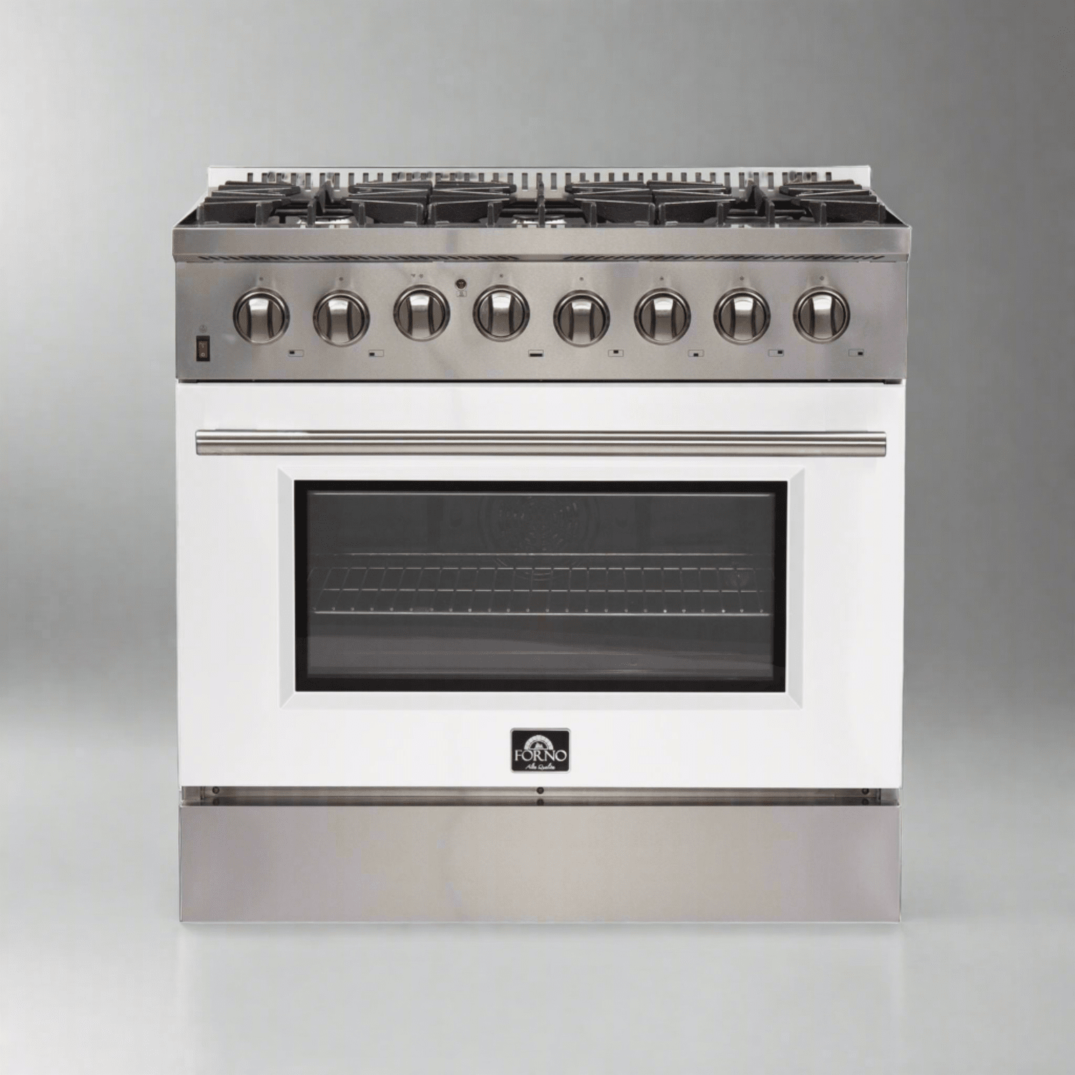 FORNO Galiano - Gold Professional 36" Freestanding Dual Fuel 240V Electric Colored Door Oven Range FFSGS6156-36WHT