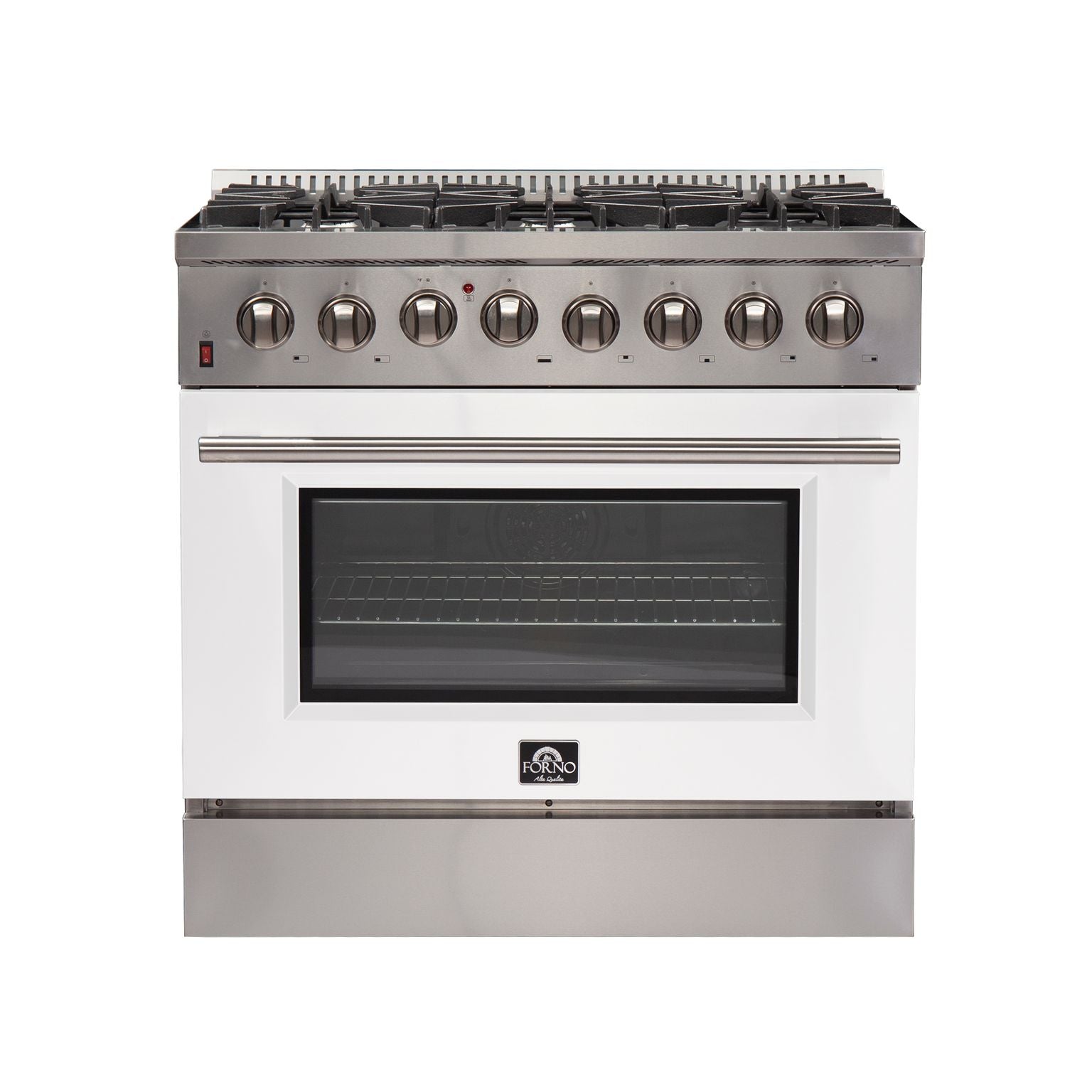 FORNO Galiano - Gold Professional 36" Freestanding Dual Fuel 240V Electric Colored Door Oven Range FFSGS6156-36WHT