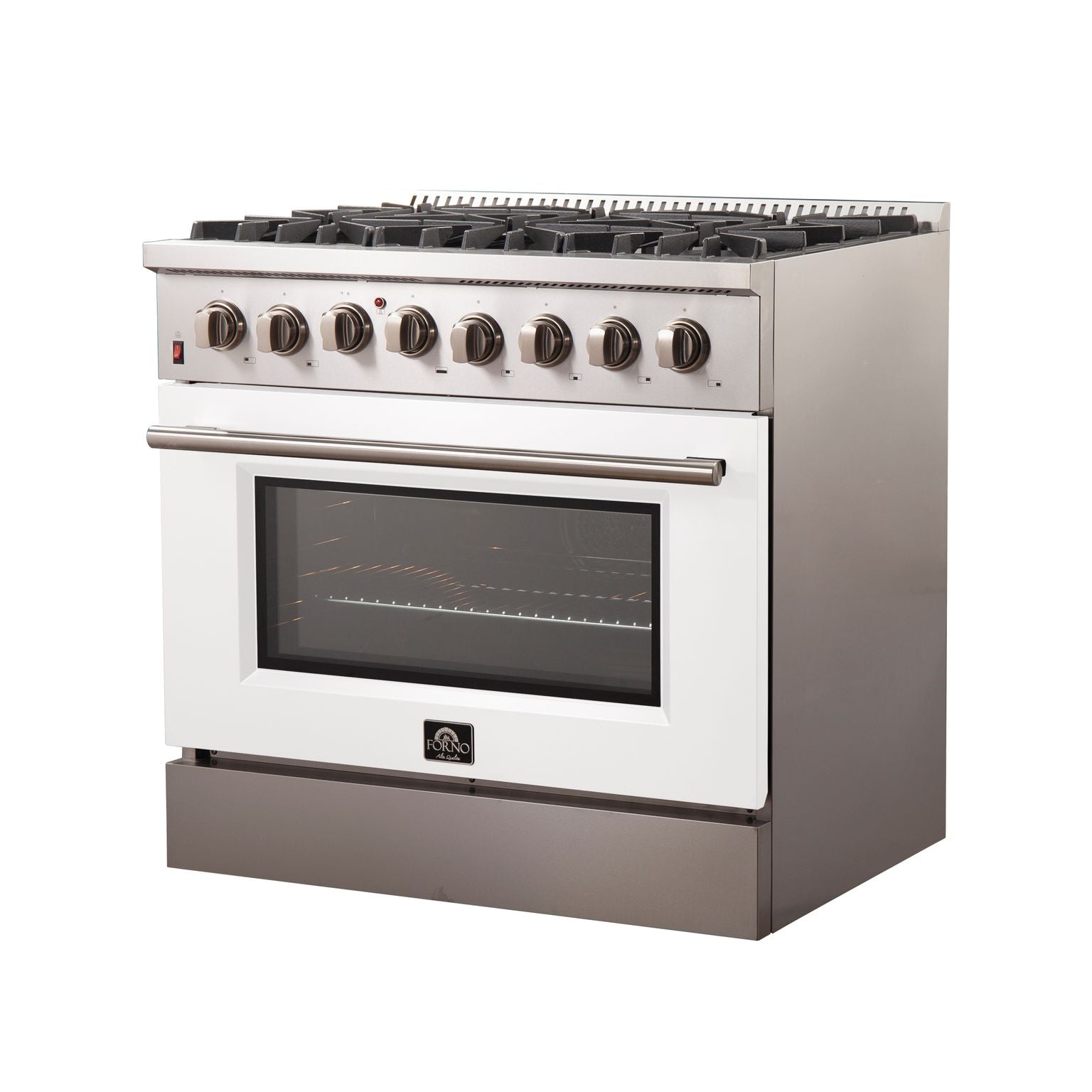 FORNO Galiano - Gold Professional 36" Freestanding Dual Fuel 240V Electric Colored Door Oven Range FFSGS6156-36WHT