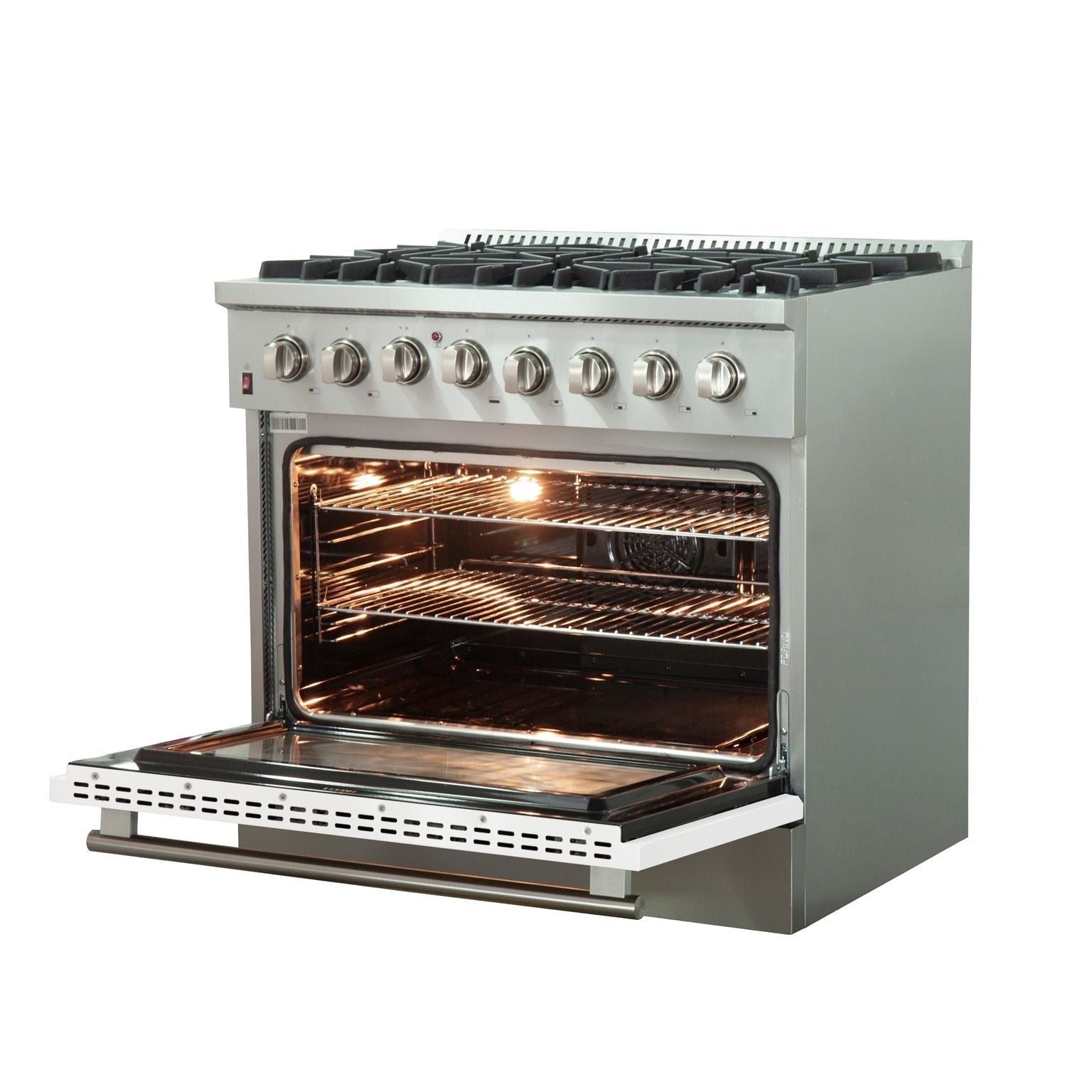 FORNO Galiano - Gold Professional 36" Freestanding Dual Fuel 240V Electric Colored Door Oven Range FFSGS6156-36WHT
