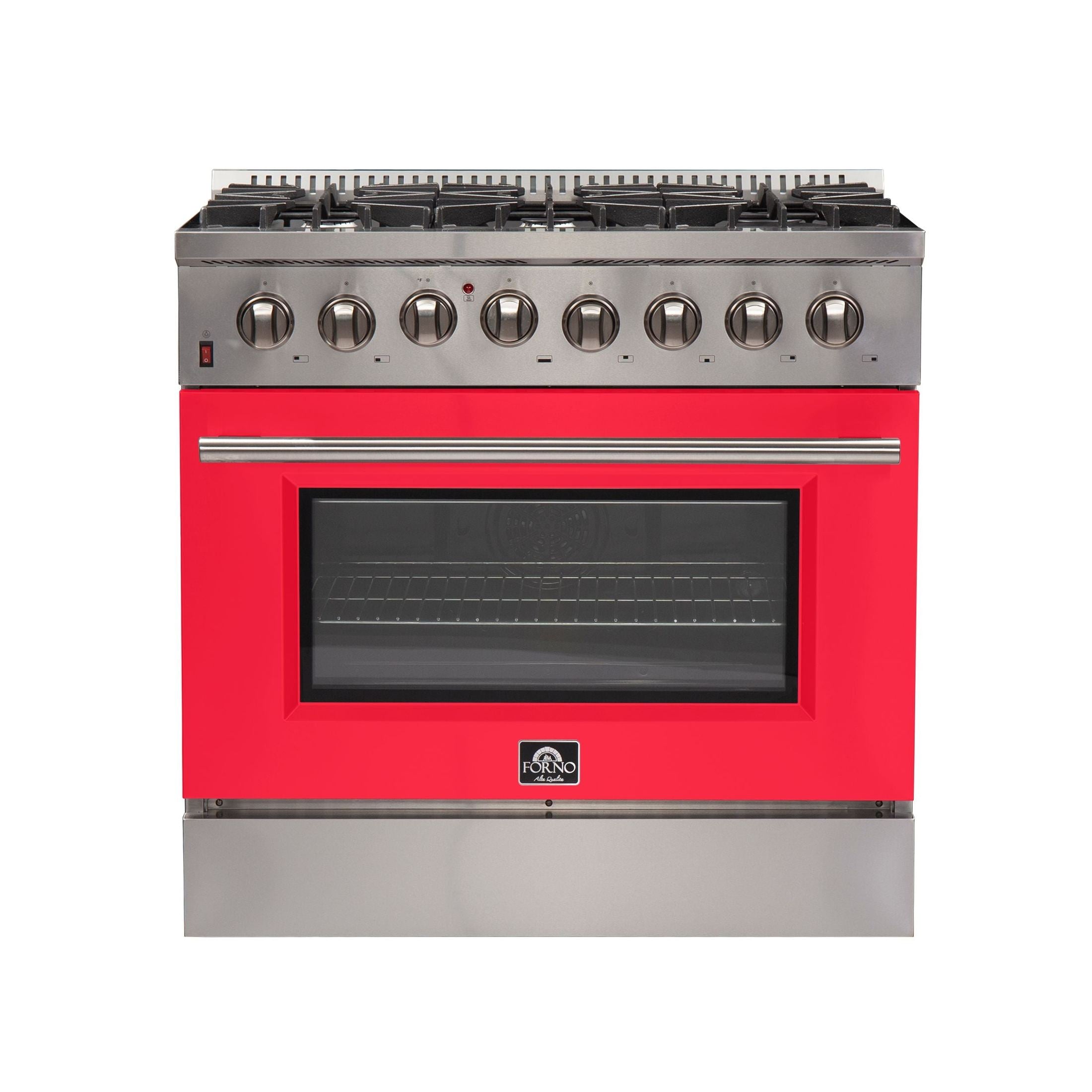 FORNO Galiano - Gold Professional 36" Freestanding Dual Fuel 240V Electric Colored Door Oven Range FFSGS6156-36WHT