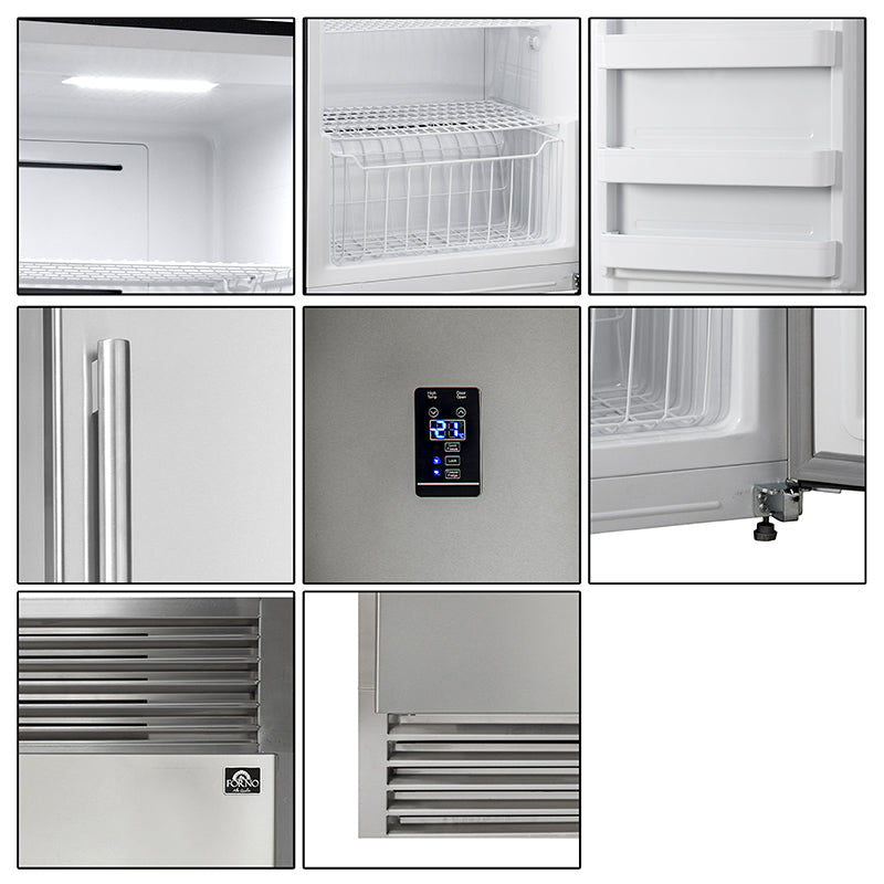 Forno Rizzuto - Left side Door Pro-Style Handle Refrigerator / Fridge – Freezer Dual Combination 32" Wide 13.8 cu.ft. with decorative grill - FFFFD1933-32LS