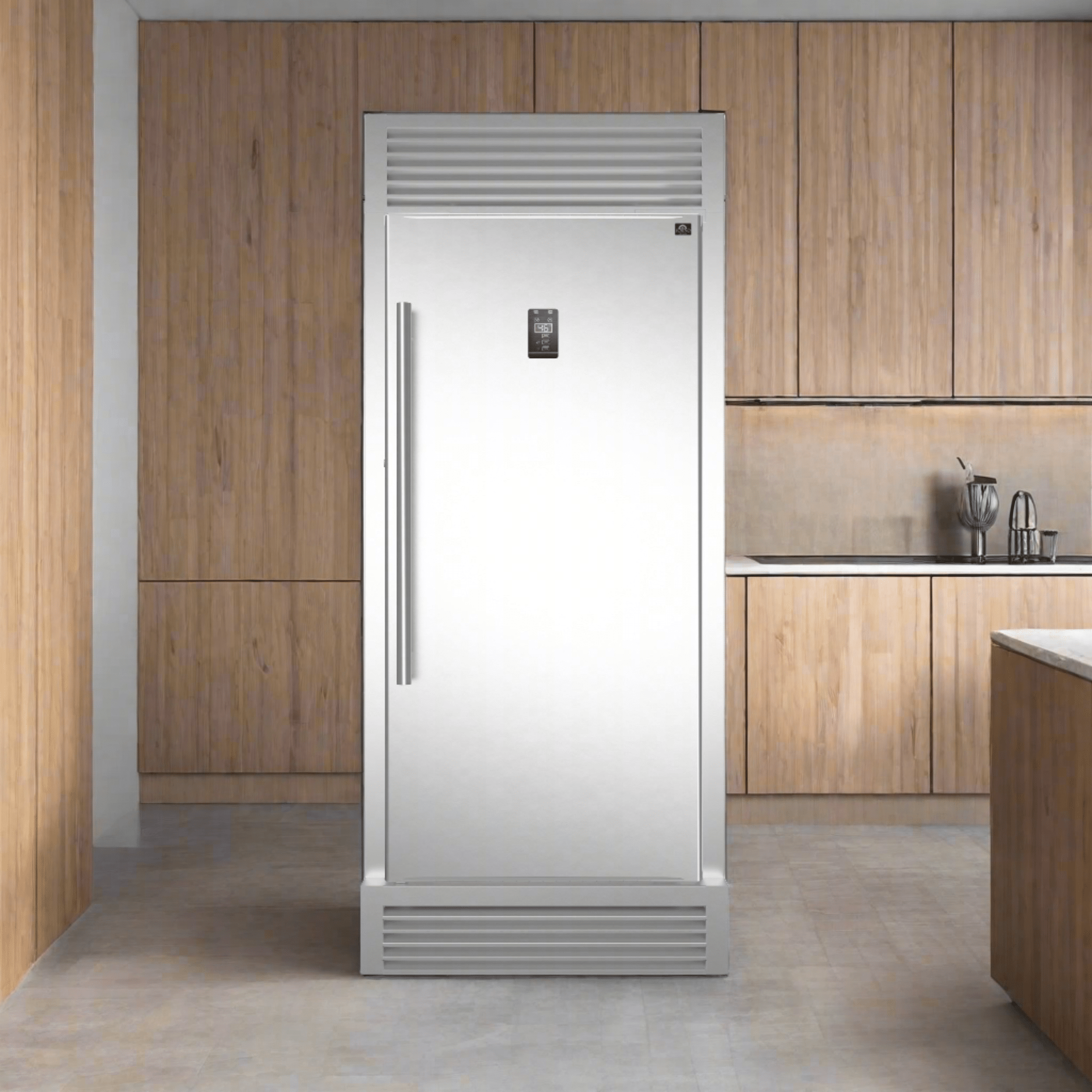 FORNO Rizzutoo 28’’ Right Swing Refrigerator/Freezer Stainless Steel color 13.8 cu.ft with Grille Trim Kit - FFFFD1933-32RS