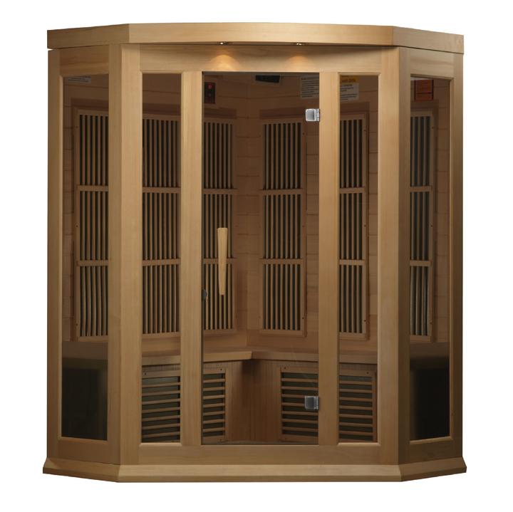 Golden Designs Maxxus 3 Person Corner Low EMF FAR Infrared Carbon Canadian Hemlock Sauna MX-K356-01