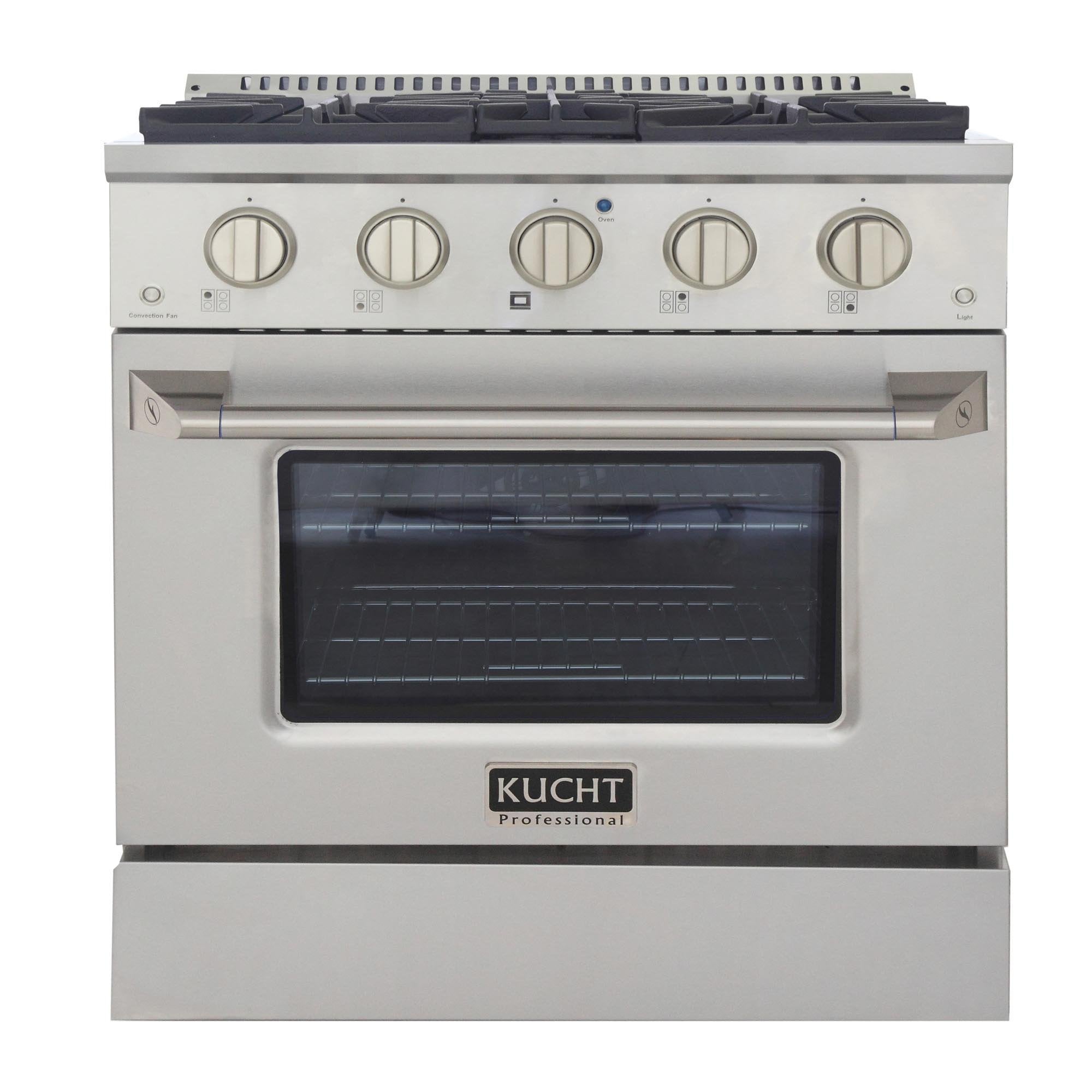 Kucht 30-Inch 4.2 Cu. Ft. Gas Range - Sealed Burners and Convection Oven in Stainless Steel KNG301-S