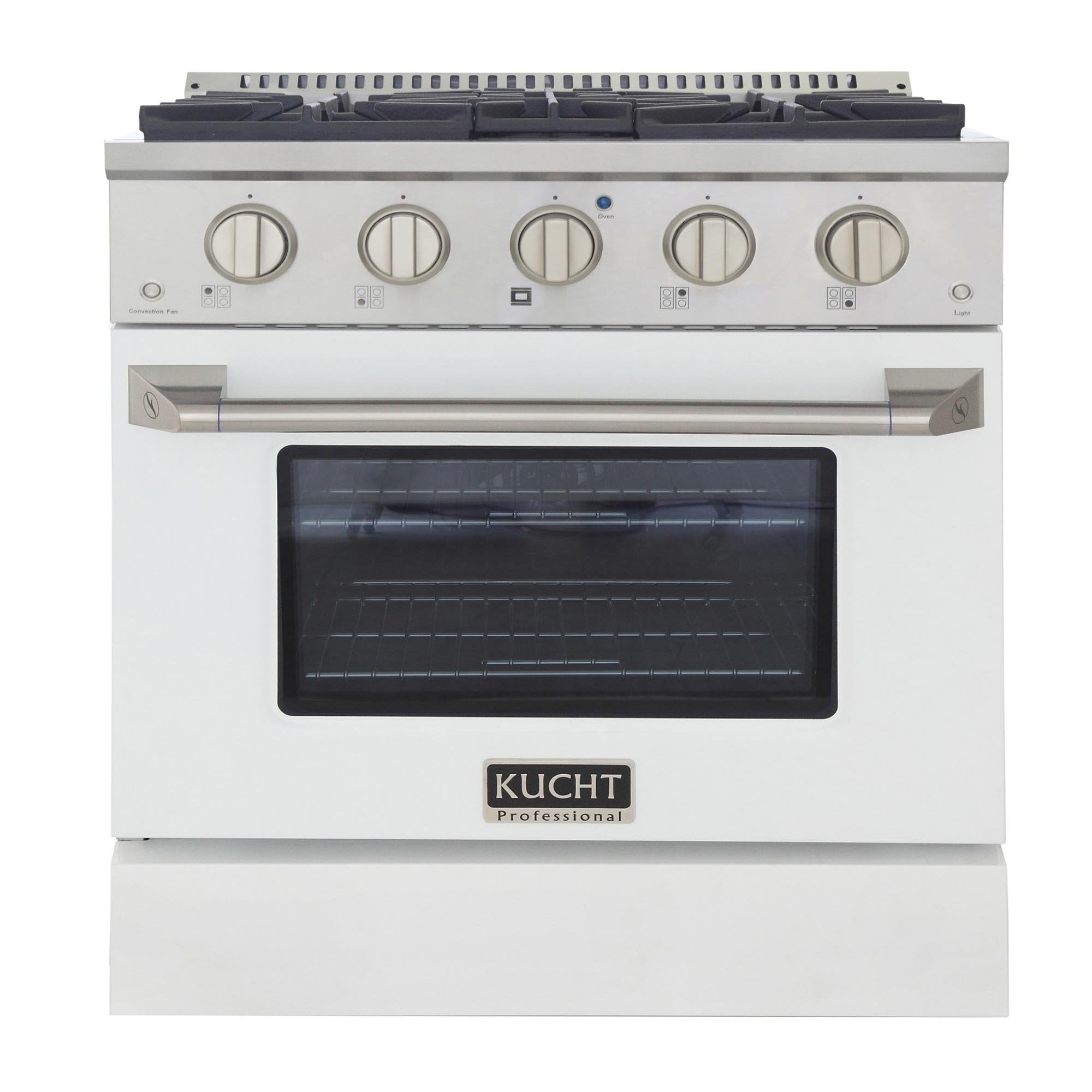 Kucht 30-Inch 4.2 Cu. Ft. Gas Range - Sealed Burners and Convection Oven in White KNG301-W