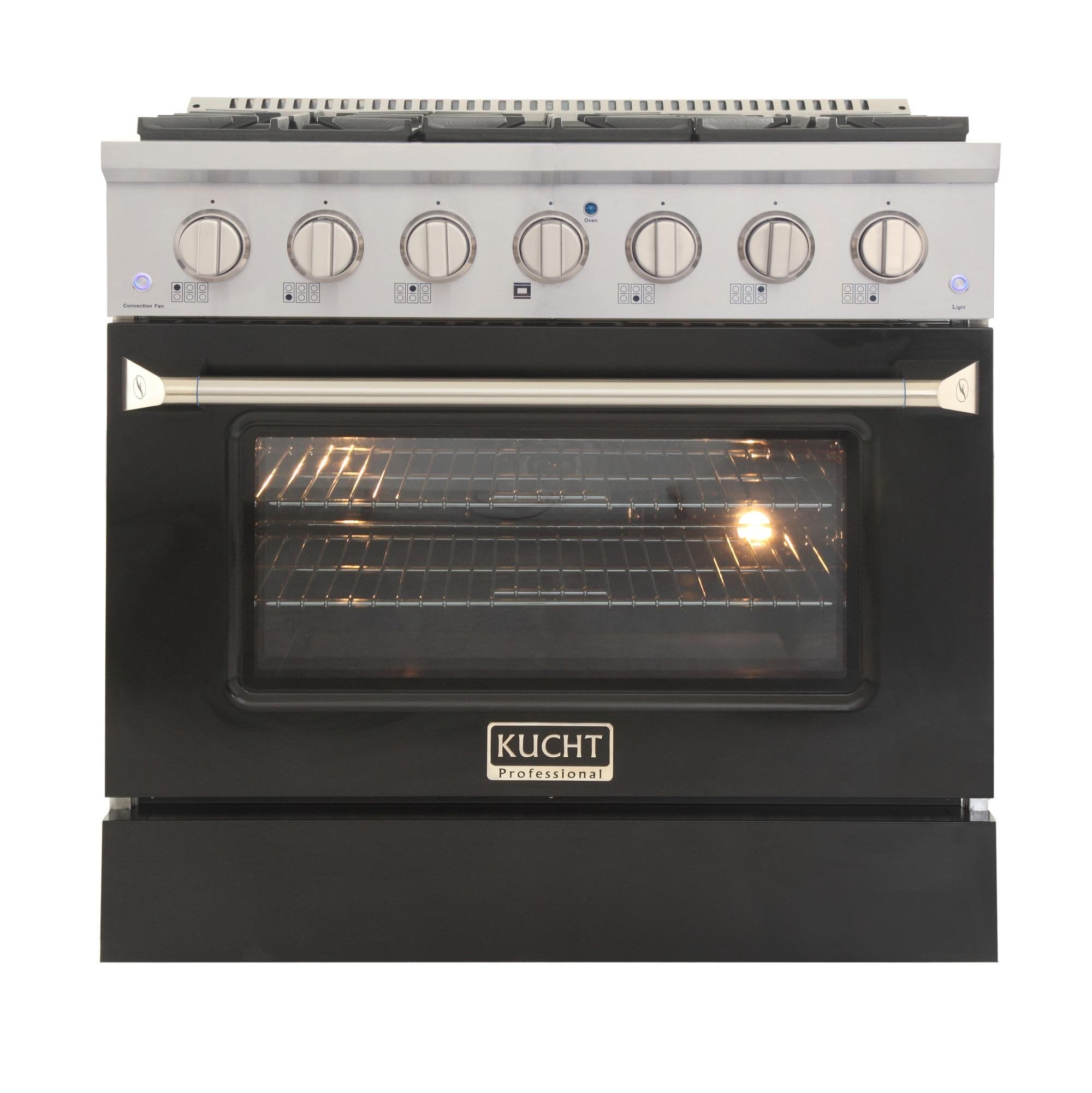 Kucht 36-Inch 5.2 Cu. Ft. Range - Sealed Burners and Convection Oven in Black KNG361-K