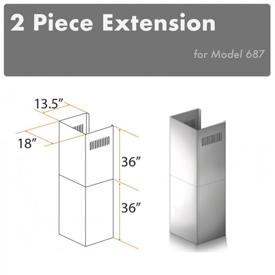 ZLINE 2-36 in. Chimney Extensions for 10 ft. to 12 ft. Ceilings - 2PCEXT