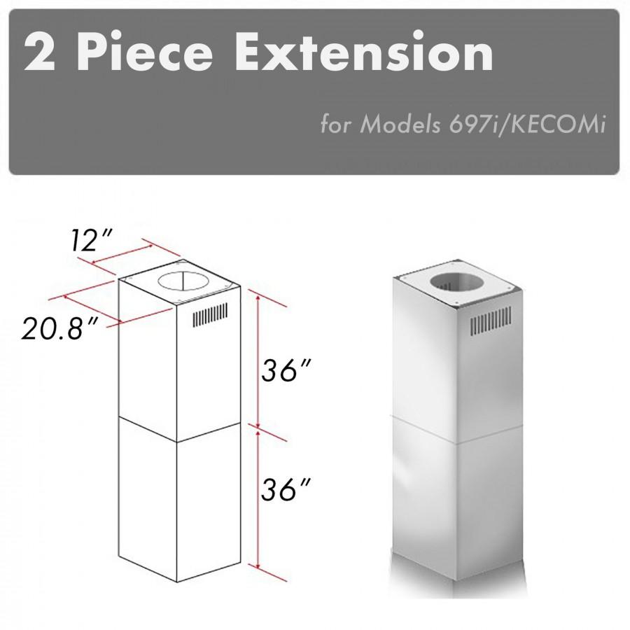 ZLINE 2-36 in. Chimney Extensions for 10 ft. to 12 ft. Ceilings - 2PCEXT-697i/KECOMi