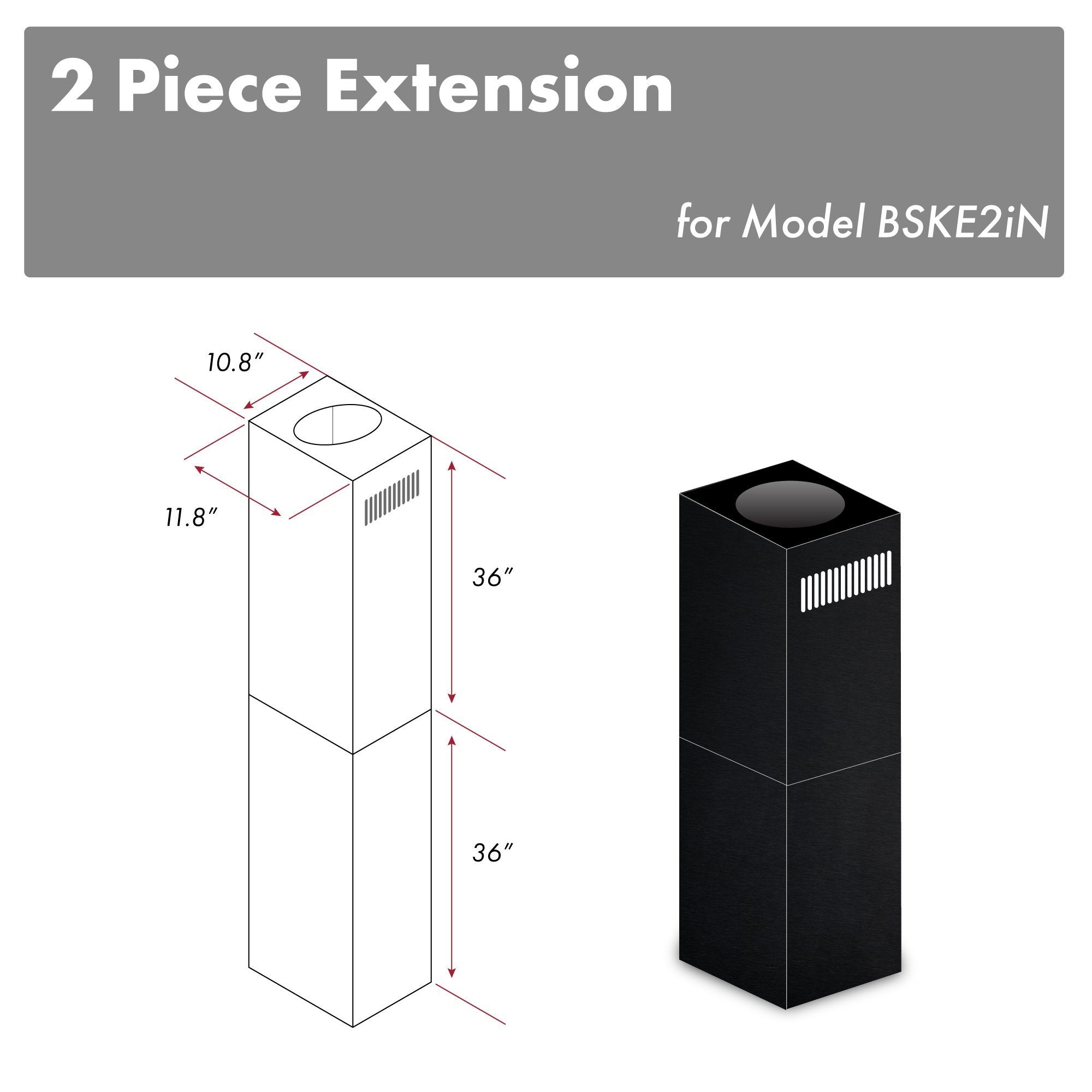 ZLINE 2-36 in. Chimney Extensions for 10 ft. to 12 ft. Ceilings - 2PCEXT-BSKE2iN