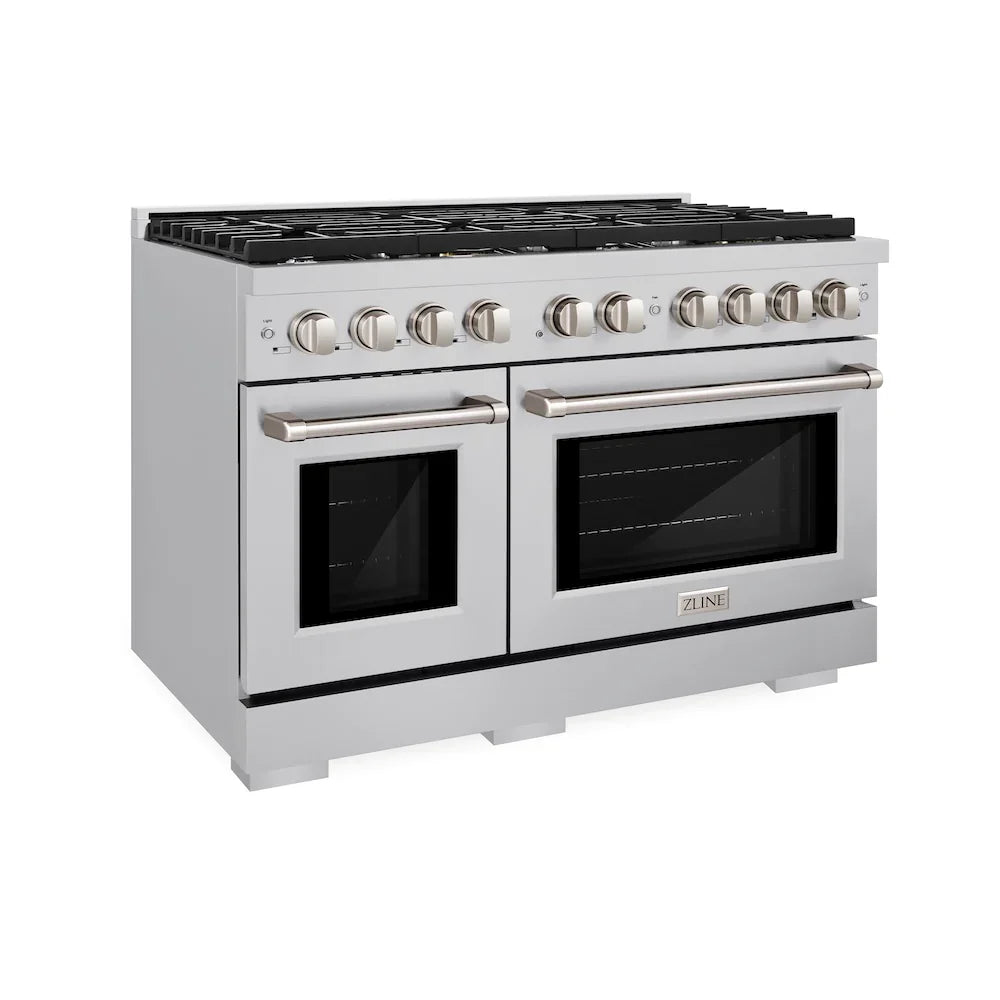 ZLINE 48 in. 6.7 cu. ft. 8 Burner Double Oven Gas Range in Stainless Steel