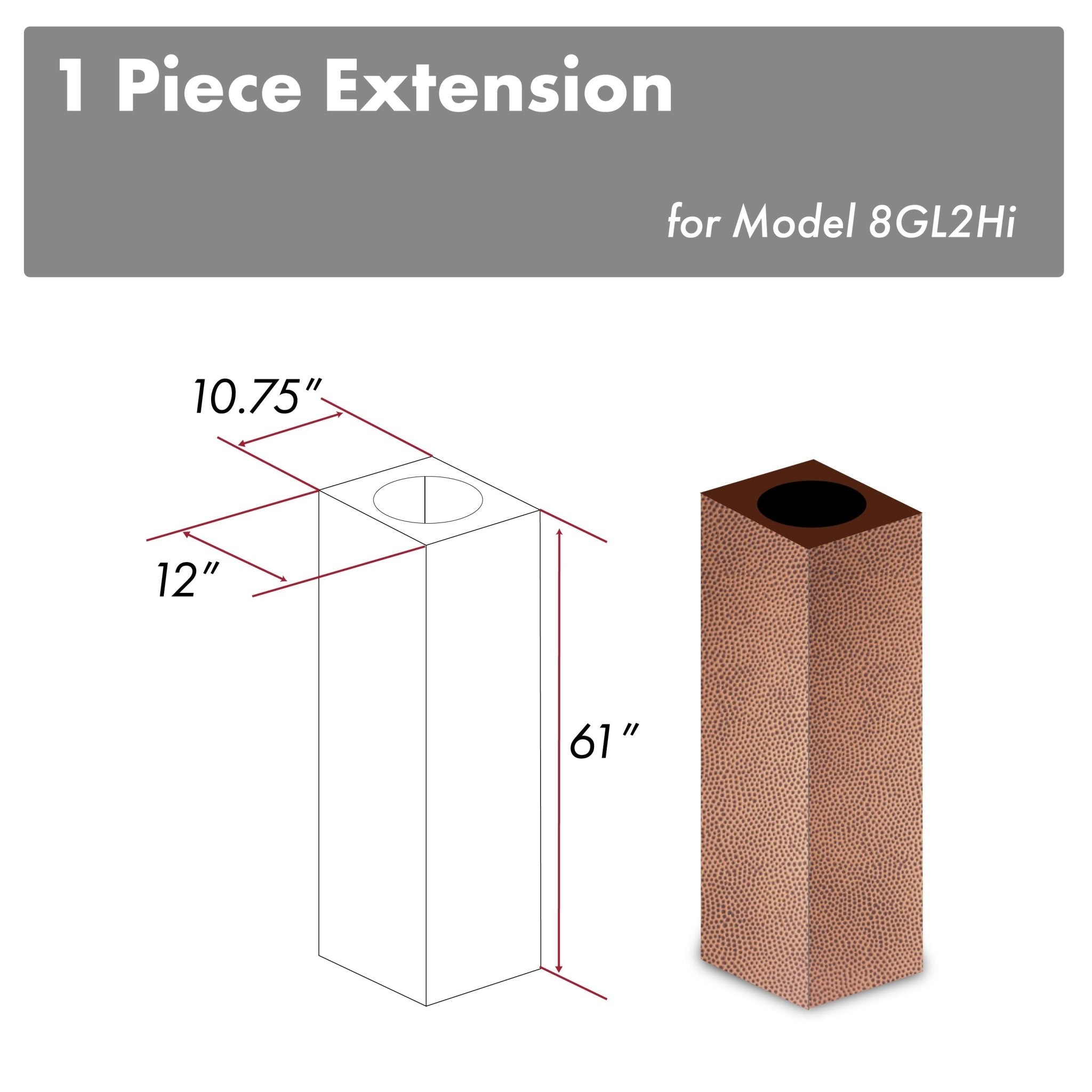 ZLINE 61 in. Snow Finished Stainless Steel Chimney Extension for Ceilings up to 12.5 ft. - 8GL2iH-E