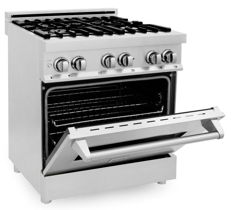 ZLINE Appliance Package - 30 in. Dual Fuel Range, 30 in. Range Hood, Microwave Drawer, 3 Rack Dishwasher - 4KP-RARH30-MWDWV
