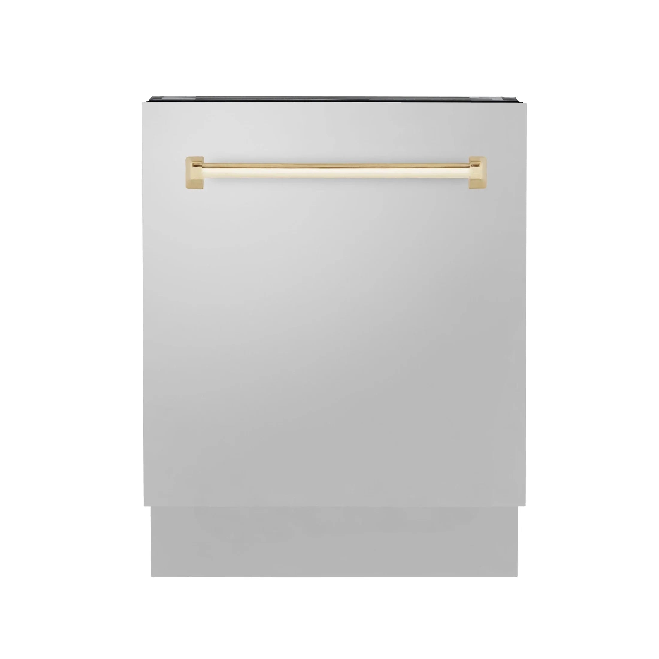 ZLINE Autograph Edition 24" 3rd Rack Top Control Tall Tub Dishwasher in Stainless Steel with Accent Handle, 51dBa