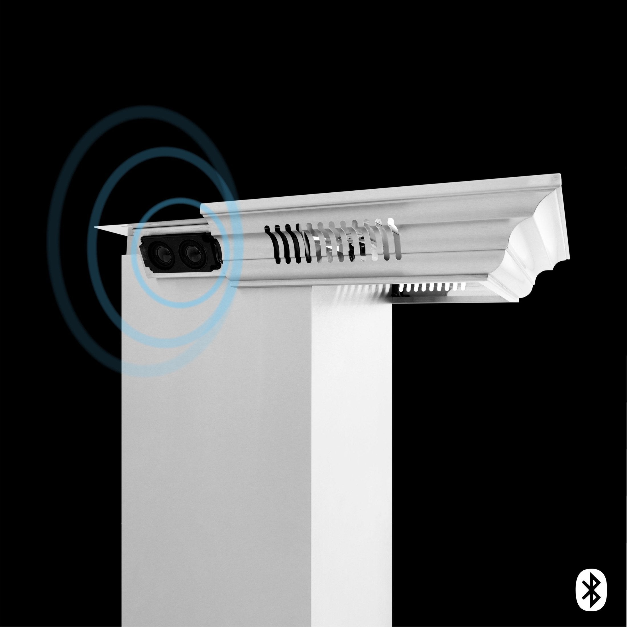ZLINE Professional Wall Mount Range Hood in Stainless Steel with Built-in CrownSound Bluetooth Speakers - 697CRN-BT