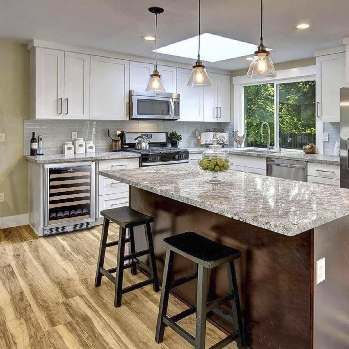 Kings Bottle 46 Bottle 24 Inch Under Counter Wine Fridge Built In KBU50WX-SS, RHH