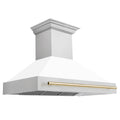 48" ZLINE Autograph Edition DuraSnow Stainless Steel Range Hood with White Matte Shell and Accented Handle
