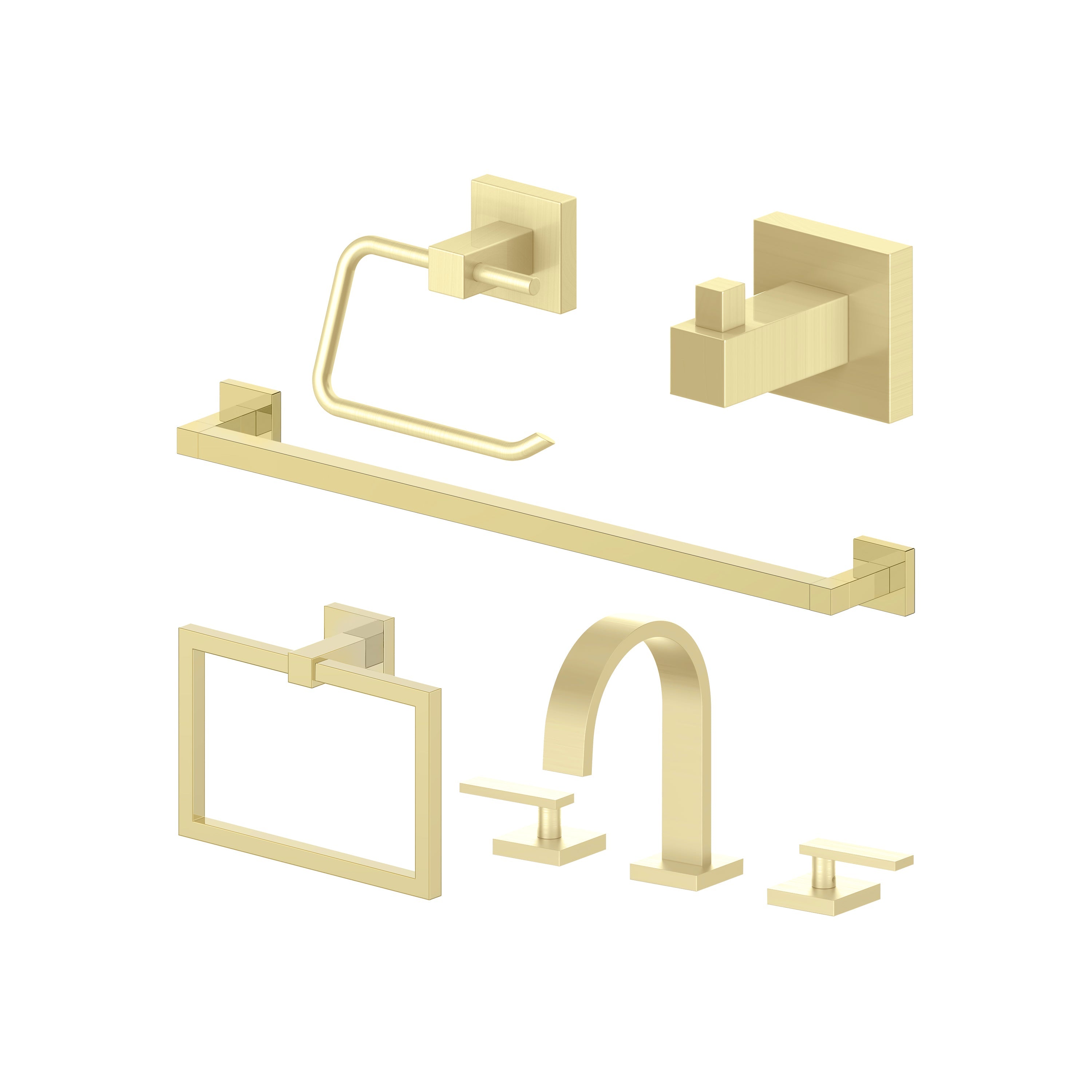 ZLINE Bliss Bathroom Package with Faucet, Towel Rail, Hook, Ring and Toilet Paper Holder with Color Options (5BP-BLSACCF)