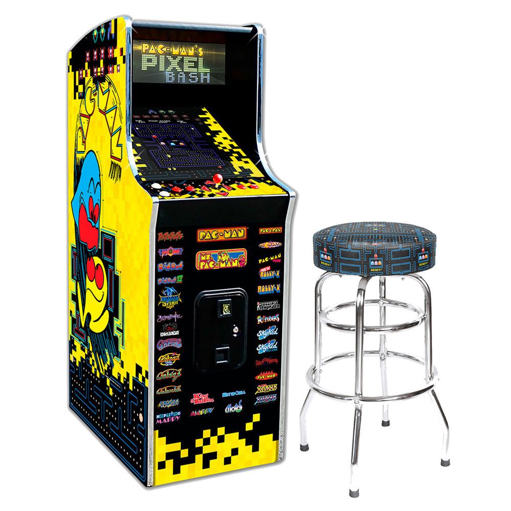 Pac-Man Pixel Bash Home Upright With 30" Pac-Man Stool - PrimeFair