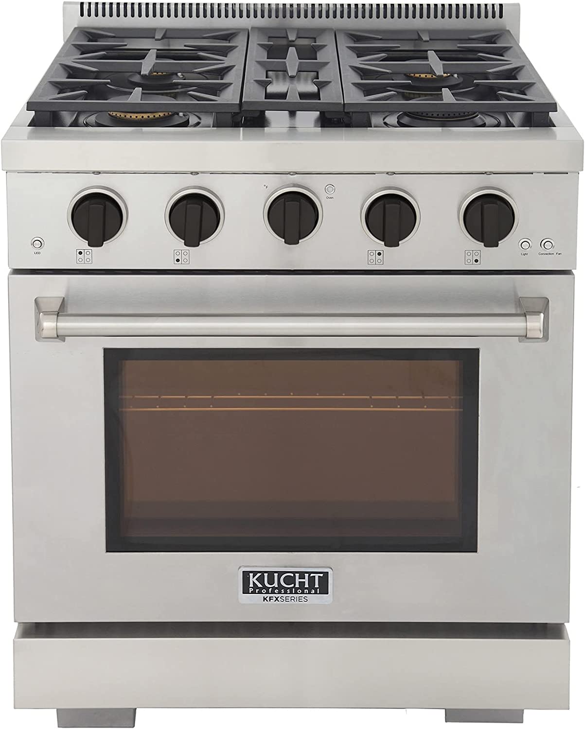 Kucht 30-Inch Gas Range in Stainless Steel with Black Knob (KFX300-K)