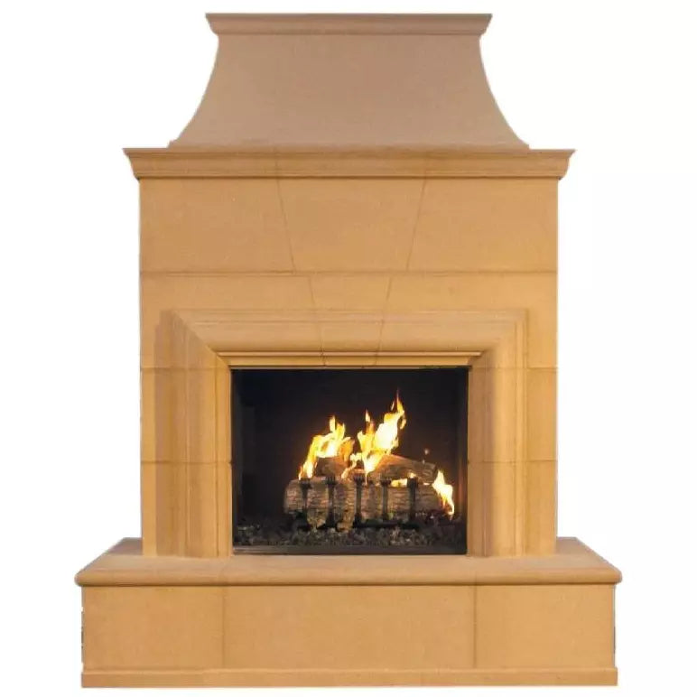 American Fyre Designs 022-20-A-CB-LBC 95 Inch Vented Free-Standing Outdoor Cordova Fireplace, 16 Inch Rectangle Bullnose, Hearth and Body