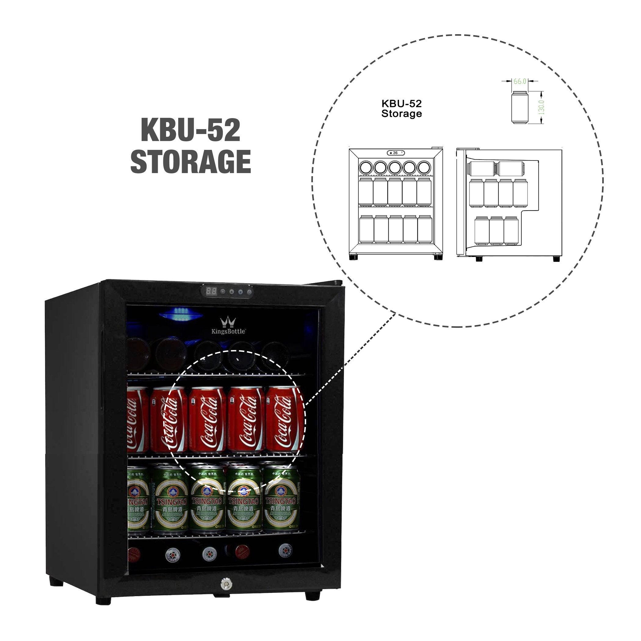 Kings Bottle 45 Can Compressor Mini Bar Fridge KBU-52-BP