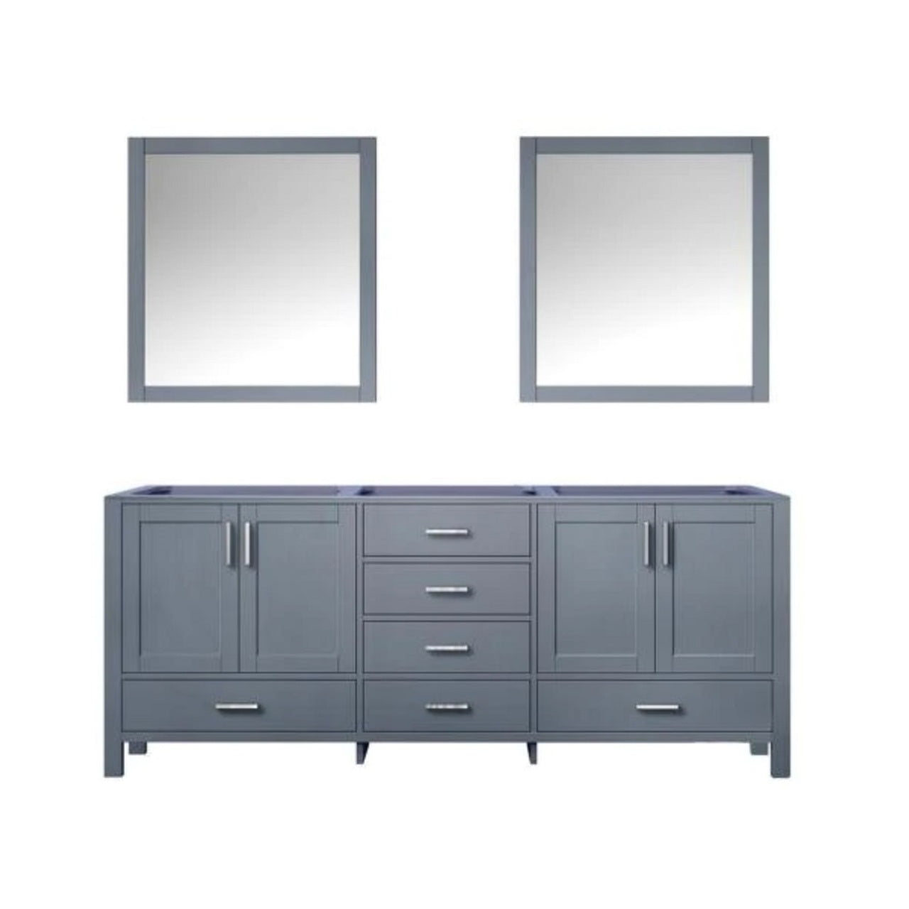 Lexora Jacques 80" Dark Grey Double Vanity, no Top and 30" Mirrors LJ342280DB00M30