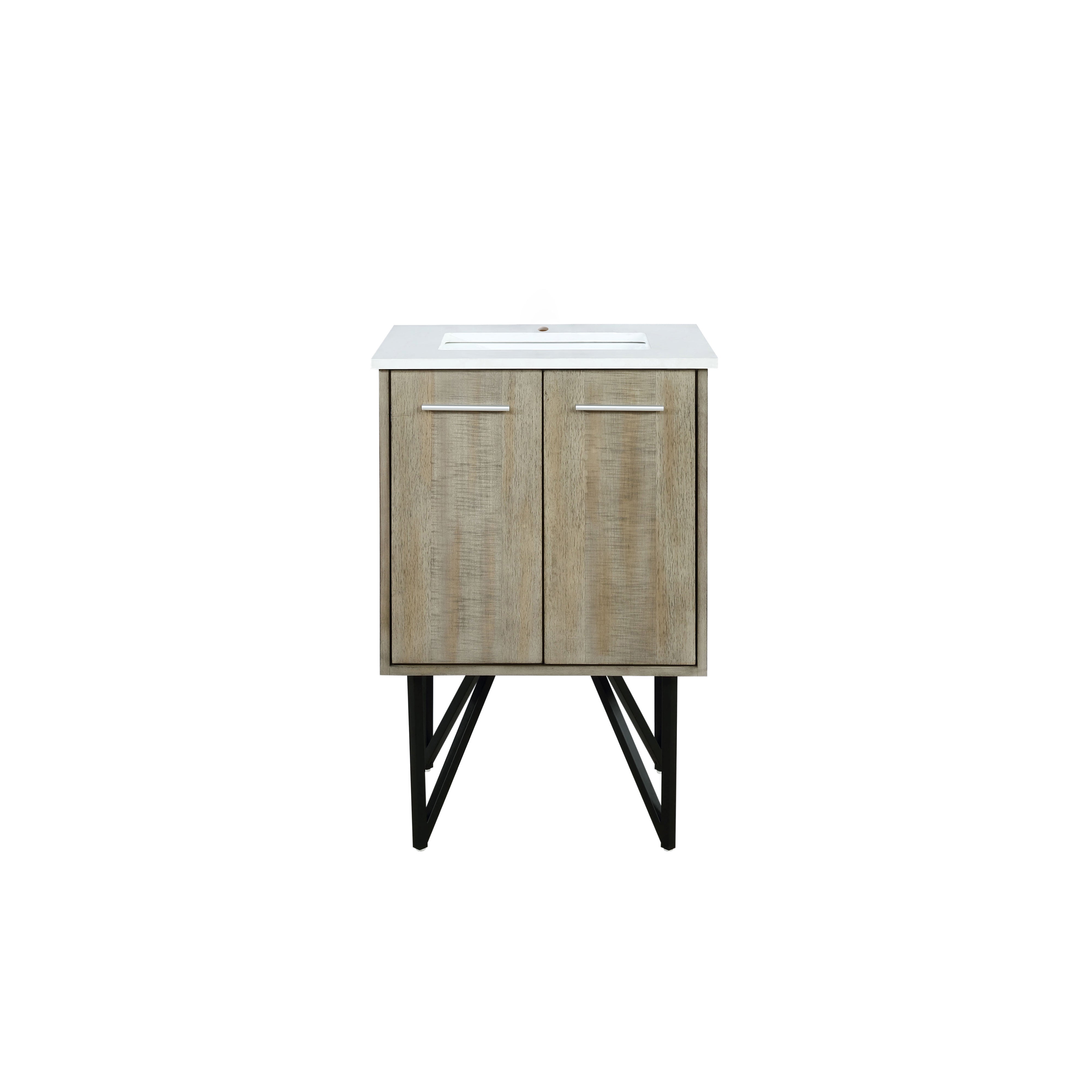 Lexora Lancy 24" Rustic Acacia Bathroom Vanity, White Quartz Top, and White Square Sink - LLC24SKSOS000