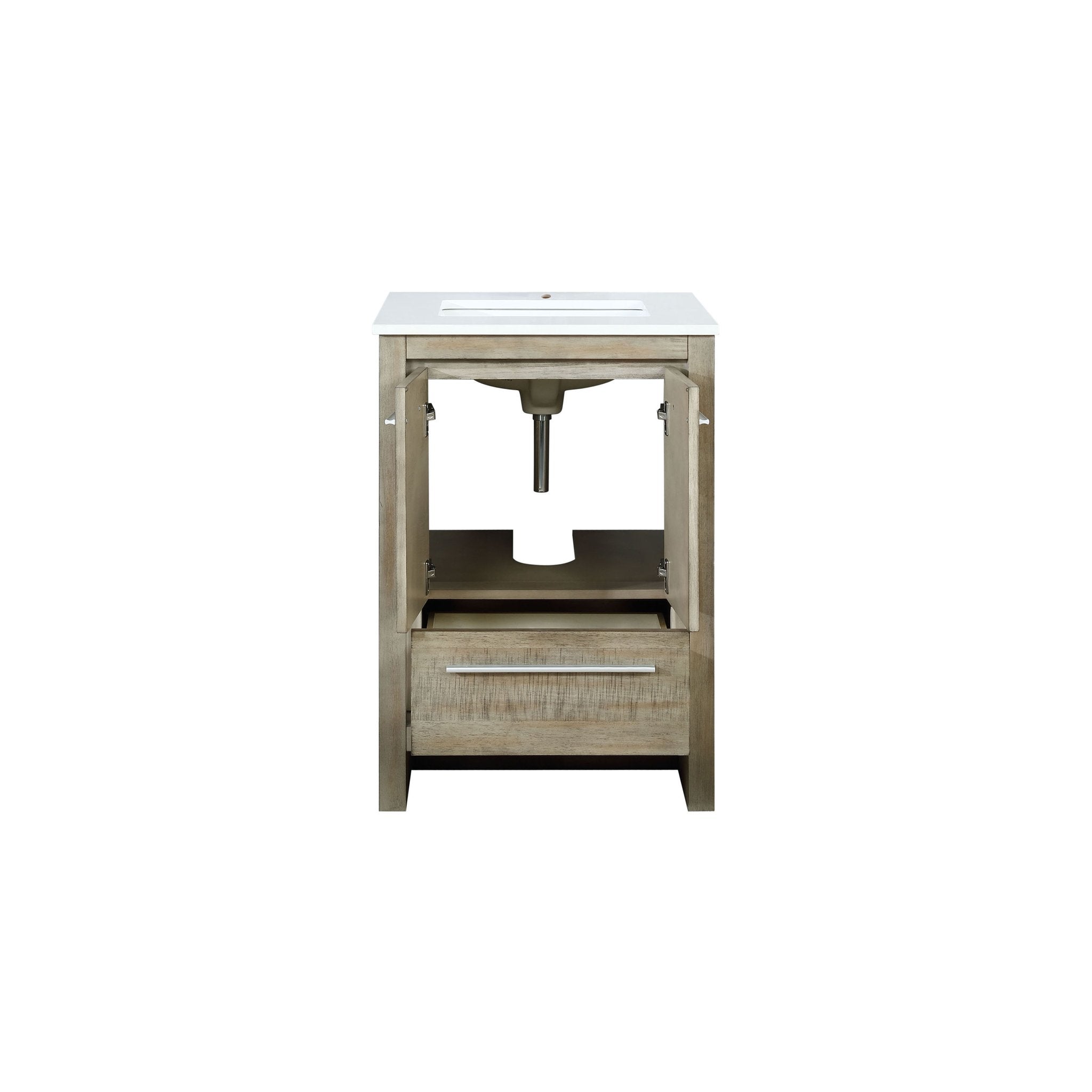 Lexora Lafarre 24" Rustic Acacia Bathroom Vanity, White Quartz Top, and White Square Sink LLF24SKSOS000