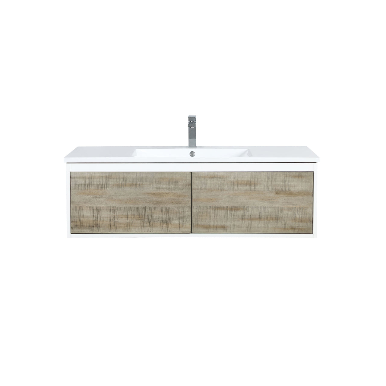 Lexora Scopi 48" Rustic Acacia Bathroom Vanity, Acrylic Composite Top with Integrated Sink, and Labaro Rose Gold Faucet Set LSC48SRAOS000FRG