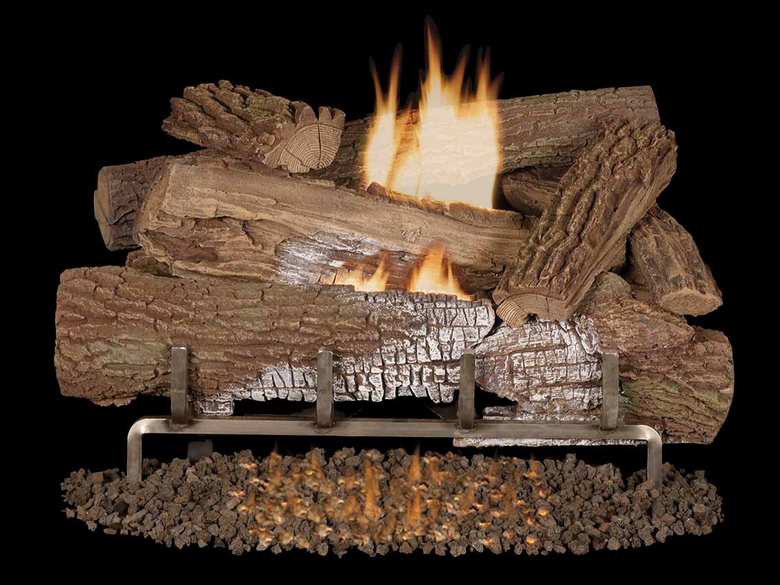 Superior Fireplace Mossy Oak Outdoor Vent-Free Gas Logs | Mega-Flame | Front-