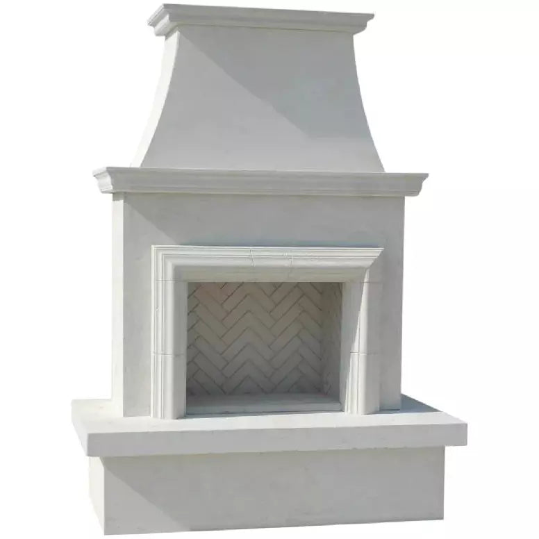American Fyre Designs 045-11-A-WC-RBC 91 Inch Vented Free-Standing Outdoor Contractor's Model with Moulding Fireplace - White Concrete
