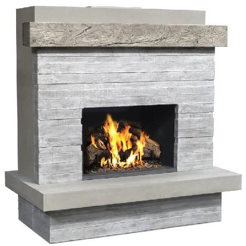 American Fyre Designs 050-CG-N-SP-RBC 68 1/2 Inch Vented Wall Mount Outdoor Brooklyn Fireplace - Silver Pine