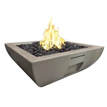 American Fyre Designs 430-BA-11-M6NC 36 Inch Bordeaux Square Fire Bowl, Black Lava, Natural Gas