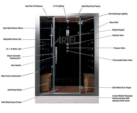 Ariel Platinum Black Steam Shower DZ972-Black - PrimeFair