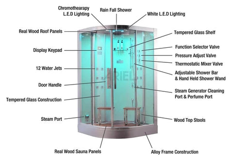 Ariel Platinum White Two Person Corner Steam Shower White DZ962 - PrimeFair