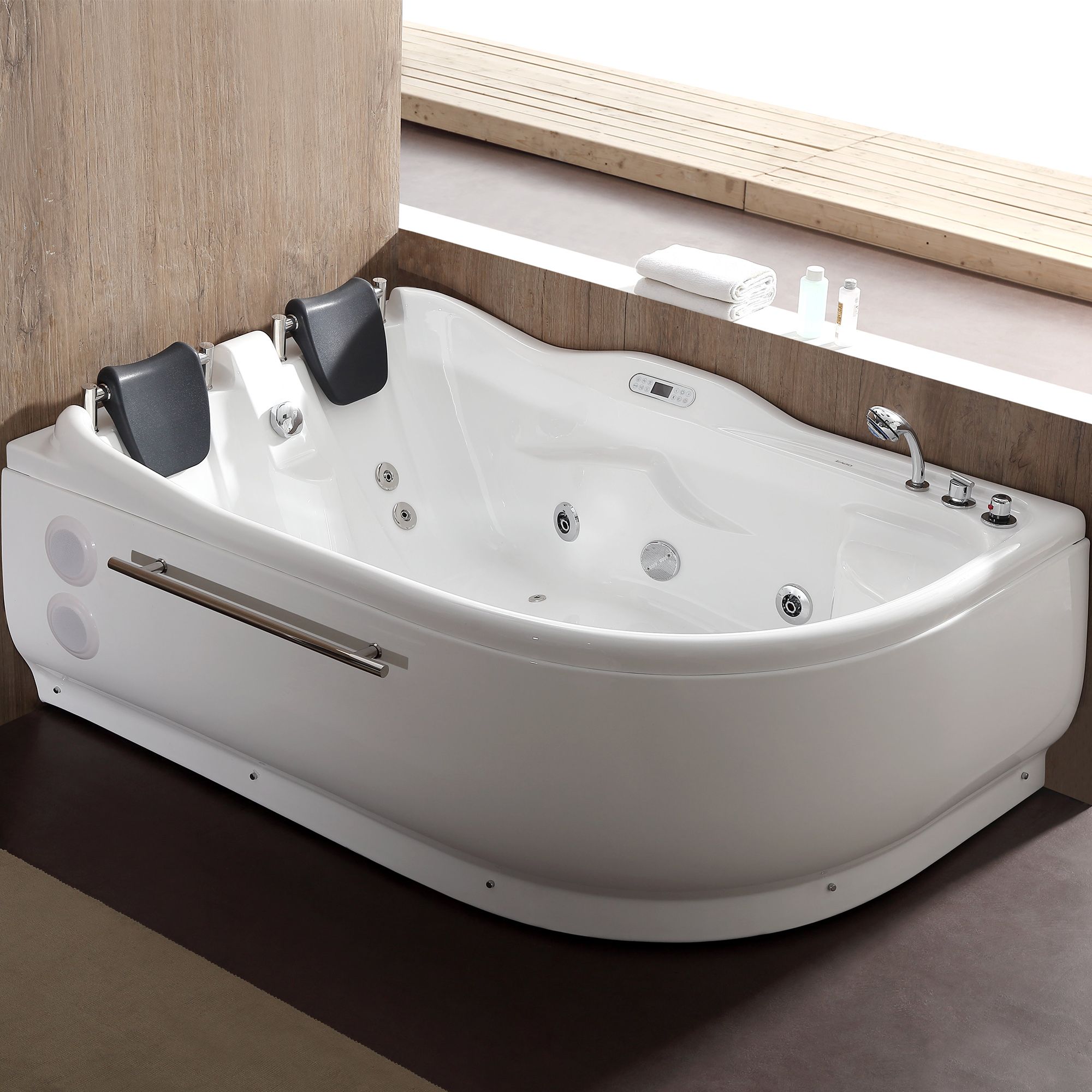 EAGO AM124ETL-R 6 ft Right Corner Acrylic White Whirlpool Bathtub for Two - PrimeFair