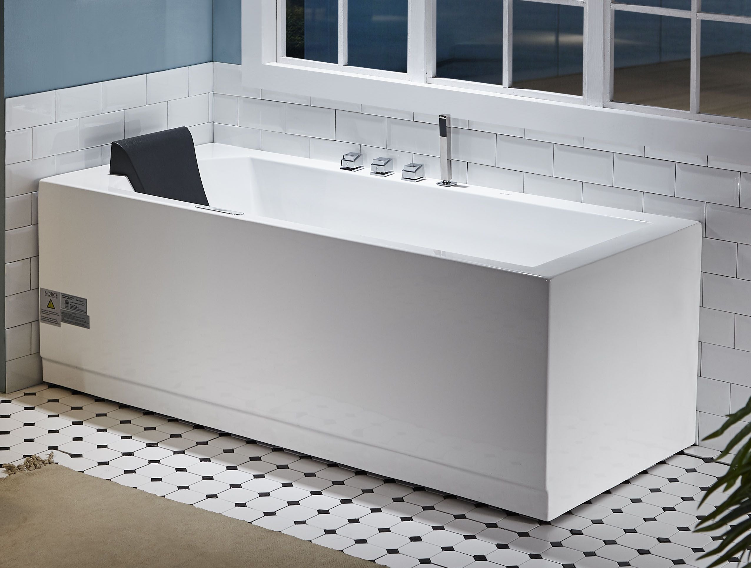 EAGO AM154ETL-R5 5 ft Acrylic White Rectangular Whirlpool Bathtub w/ Fixtures - PrimeFair